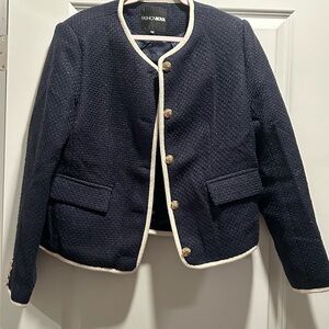Navy Blazer with White Accents